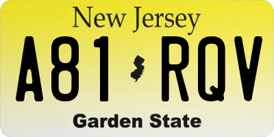NJ license plate A81RQV