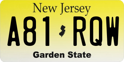 NJ license plate A81RQW