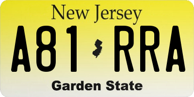 NJ license plate A81RRA