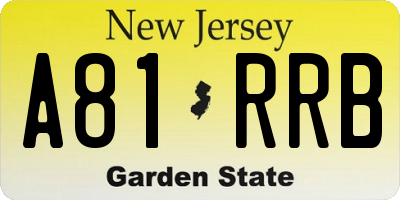 NJ license plate A81RRB