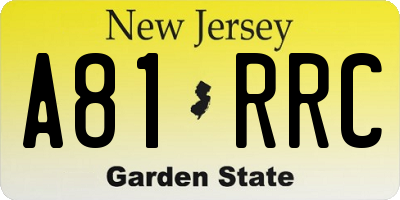 NJ license plate A81RRC