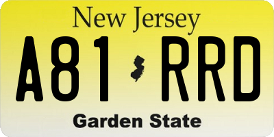 NJ license plate A81RRD