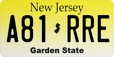 NJ license plate A81RRE