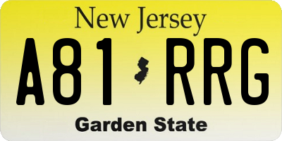 NJ license plate A81RRG