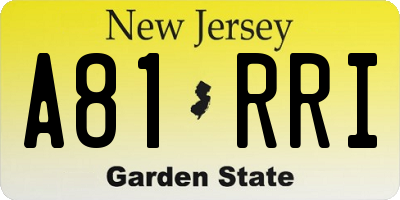 NJ license plate A81RRI
