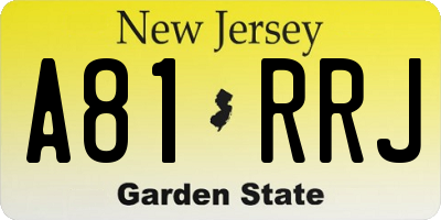 NJ license plate A81RRJ