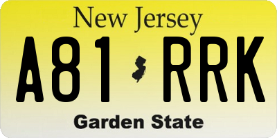 NJ license plate A81RRK