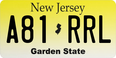 NJ license plate A81RRL