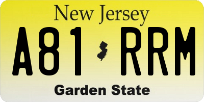 NJ license plate A81RRM