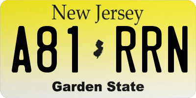 NJ license plate A81RRN
