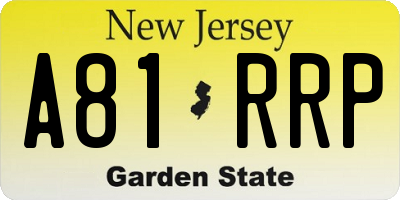 NJ license plate A81RRP
