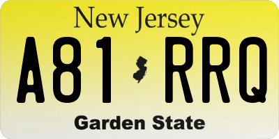 NJ license plate A81RRQ