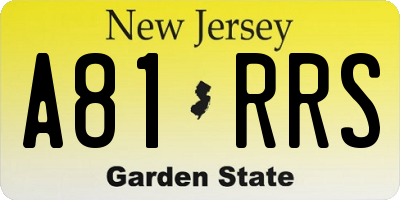 NJ license plate A81RRS