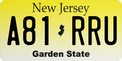 NJ license plate A81RRU