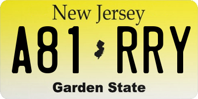 NJ license plate A81RRY