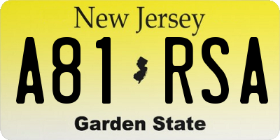 NJ license plate A81RSA