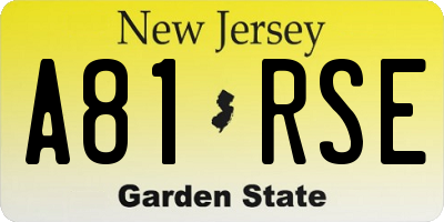 NJ license plate A81RSE