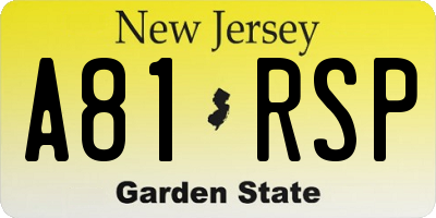 NJ license plate A81RSP
