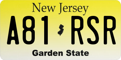 NJ license plate A81RSR
