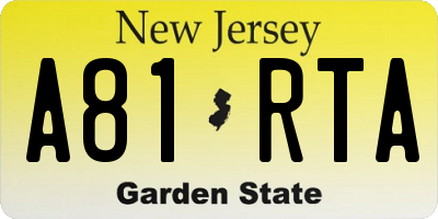 NJ license plate A81RTA