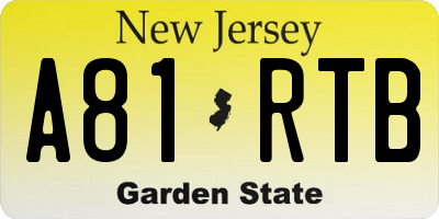 NJ license plate A81RTB