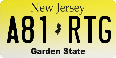 NJ license plate A81RTG