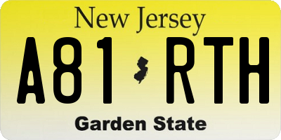 NJ license plate A81RTH