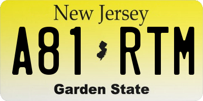 NJ license plate A81RTM