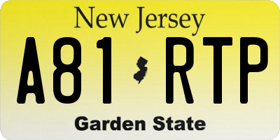 NJ license plate A81RTP