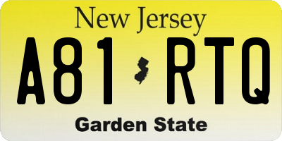 NJ license plate A81RTQ
