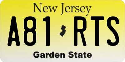 NJ license plate A81RTS