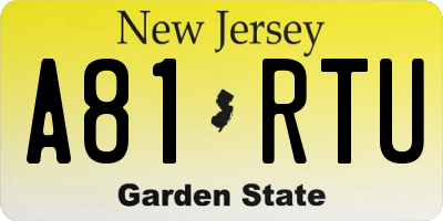 NJ license plate A81RTU