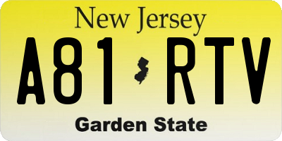 NJ license plate A81RTV