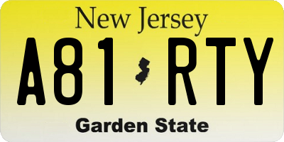 NJ license plate A81RTY
