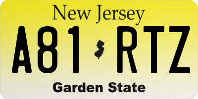 NJ license plate A81RTZ