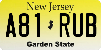NJ license plate A81RUB