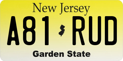 NJ license plate A81RUD