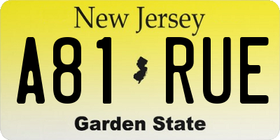NJ license plate A81RUE