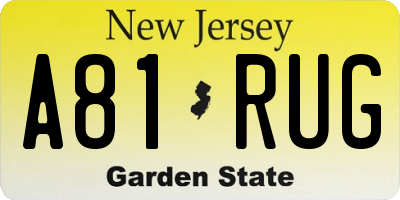 NJ license plate A81RUG