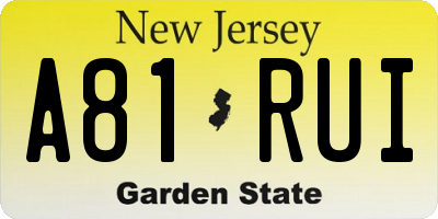 NJ license plate A81RUI