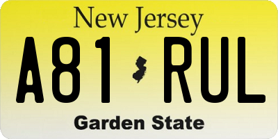 NJ license plate A81RUL