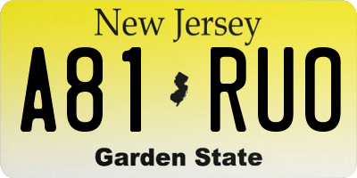 NJ license plate A81RUO