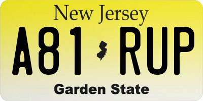 NJ license plate A81RUP