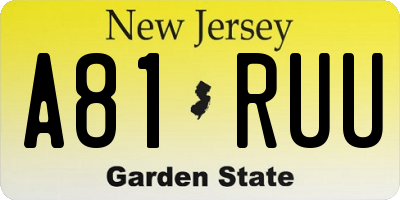 NJ license plate A81RUU