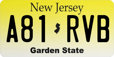 NJ license plate A81RVB