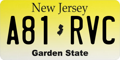NJ license plate A81RVC