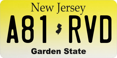 NJ license plate A81RVD
