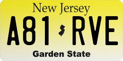 NJ license plate A81RVE