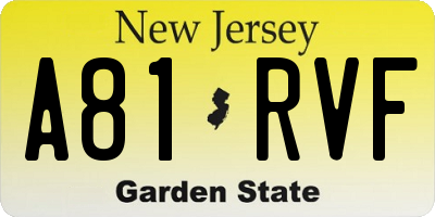 NJ license plate A81RVF