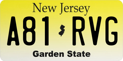 NJ license plate A81RVG